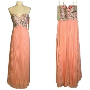 Tony Bowls Orange‎ Pink Sequined Dress Pageant Prom Wedding 114L05 NWT Size 2